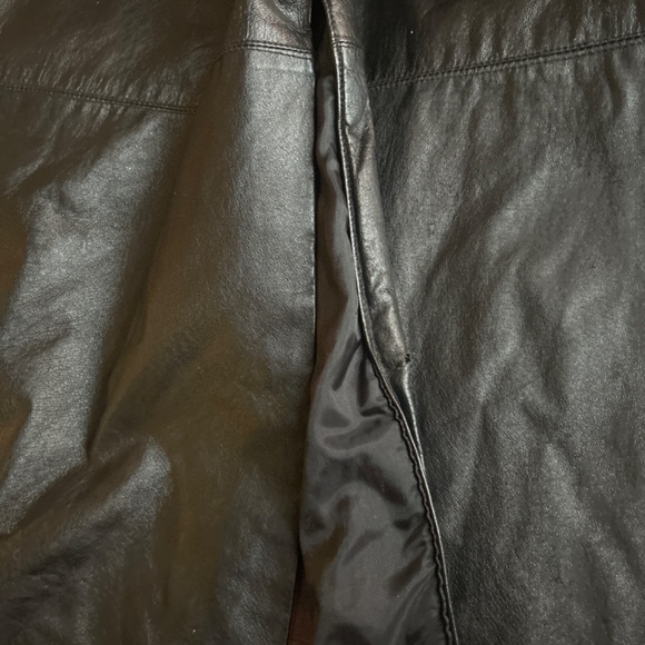 GINO DI GIORGIO Men's Vintage Black Genuine Leather Trench Coat Size Medium - Picture 9 of 9